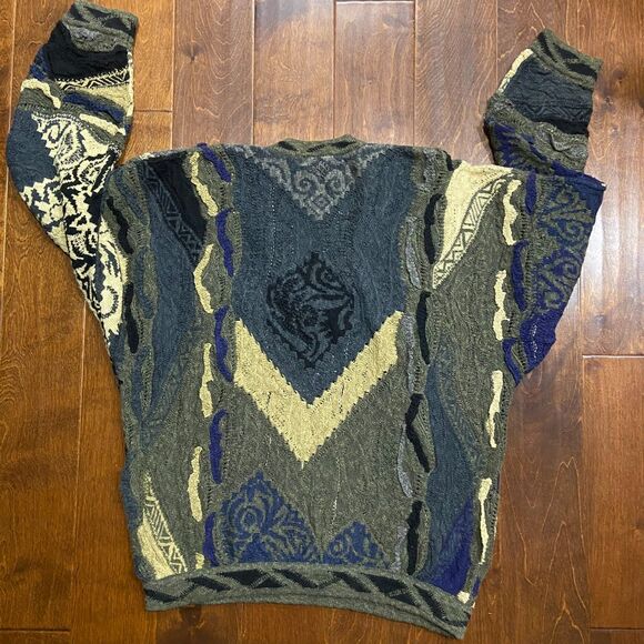 Coogi Classic Vintage 3D Knit Linen Cotton Multicolor V-Neck Sweater Men's L - Picture 5 of 8